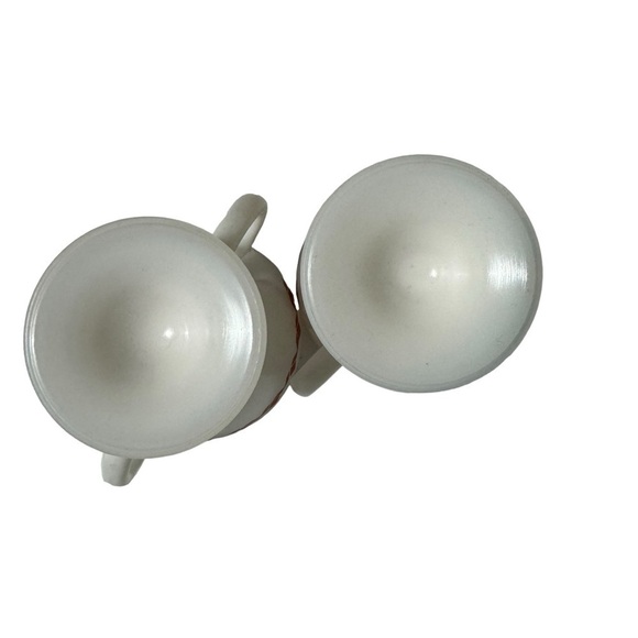 Vintage Hazel Atlas Milk Glass Footed Sugar Creamer Red Diamond Tulips - Picture 8 of 8